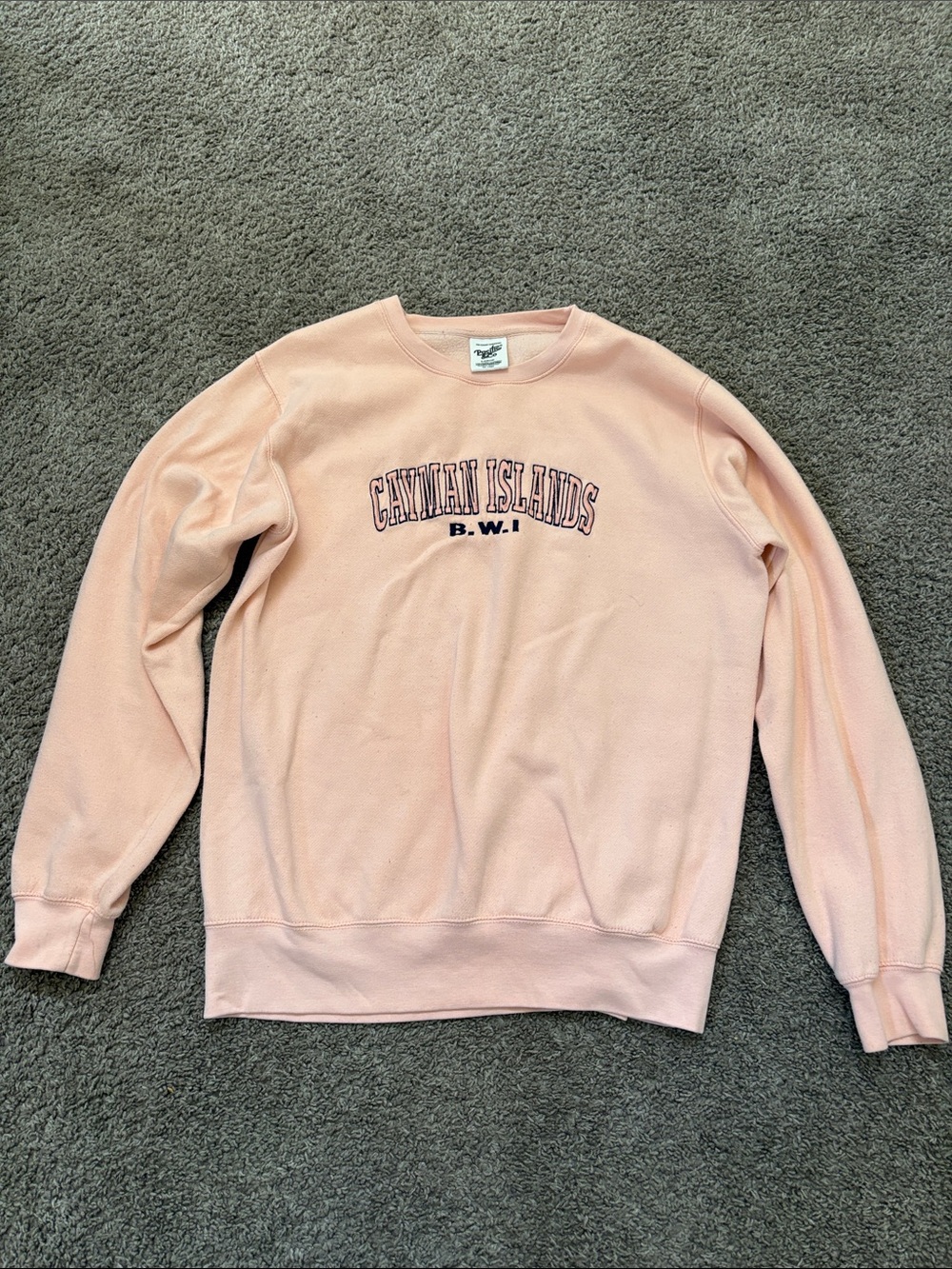 Cayman Islands B.W.I. Pink Crewneck Sweatshirt - Soft Pink